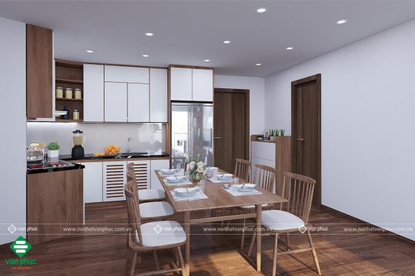 Thiết kế nội thất phòng bếp không vuông vắn